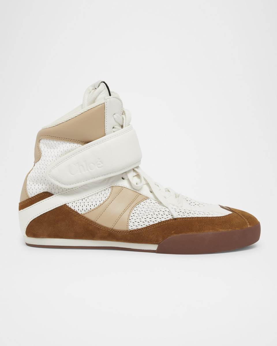 Kick High-Top Mesh Leather Sneakers